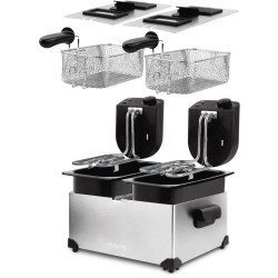 Friteuse HKoeNIG - DFX600 - Double Cuve 2x3L - Thermostats indépendants - Pan...