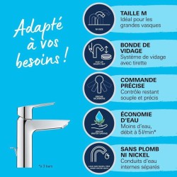 Mitigeur monocommande Lavabo GROHE - Taille M - Finition Chromé - Economie d'...
