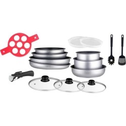 Batterie de cuisine Arthur Martin AM3950 16 pieces - Aluminium - Poignée amov...