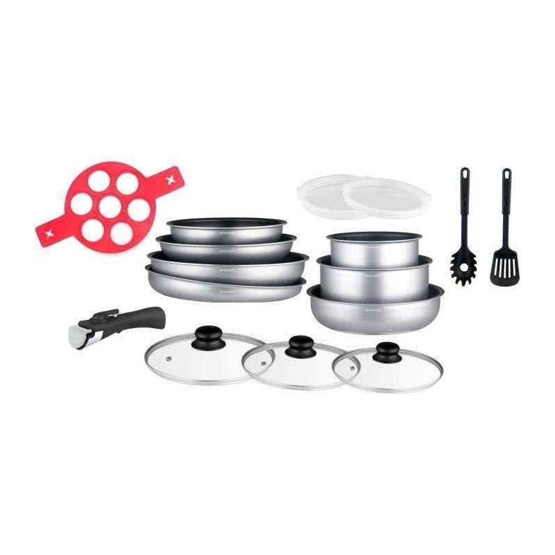 Batterie de cuisine Arthur Martin AM3950 16 pieces - Aluminium - Poignée amov...