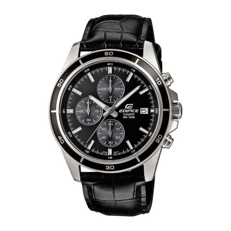 Montre - CASIO - EDIFICE - Cuir véritable - Noir - Étanchéité 10 Atm