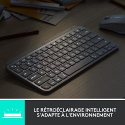 Clavier - Sans Fil - Logitech - MX Keys Mini - AZERTY - Rétroéclairé - Gris c...