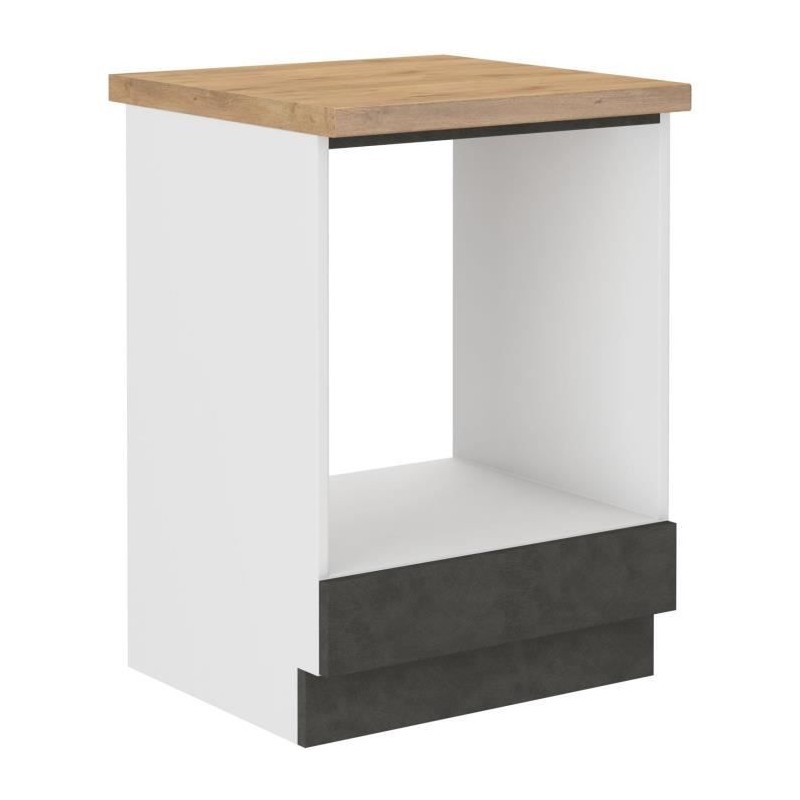 Meuble bas pour four encastrable  avec plan de travail - Gris mat - L 60 x P ...