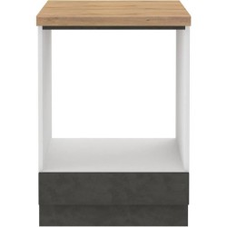 Meuble bas pour four encastrable  avec plan de travail - Gris mat - L 60 x P ...