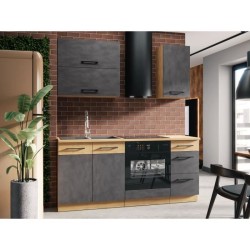 Meuble haut ROCK - Mélaminé décor chene lancelot et gris matera - 1 porte - L...
