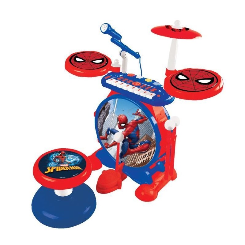 SpiderMan - Batterie électronique pour enfant - Lumineuse - Complete avec cla...
