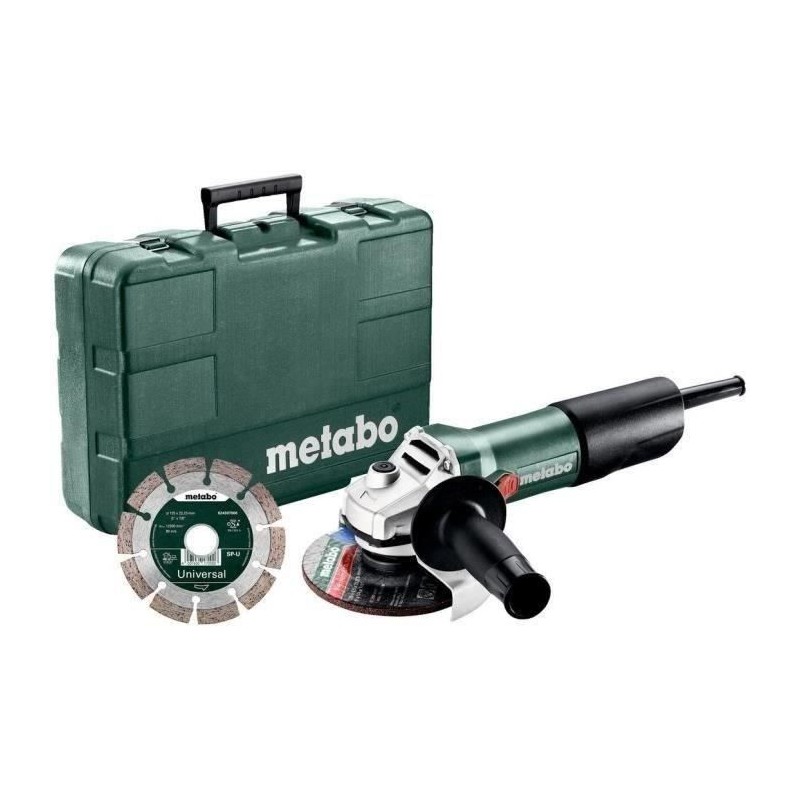 Meuleuse d'angle filaire METABO 850W 125mm W 850-125 + 1 disque diamant + mal...
