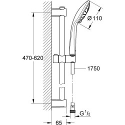 Ensemble de douche 3 jets - GROHE - Vitalio Joy 110 Massage - Flexible lisse ...