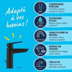 Mitigeur monocommande lavabo - GROHE Start - 234552432 - Noir mat - Taille M ...