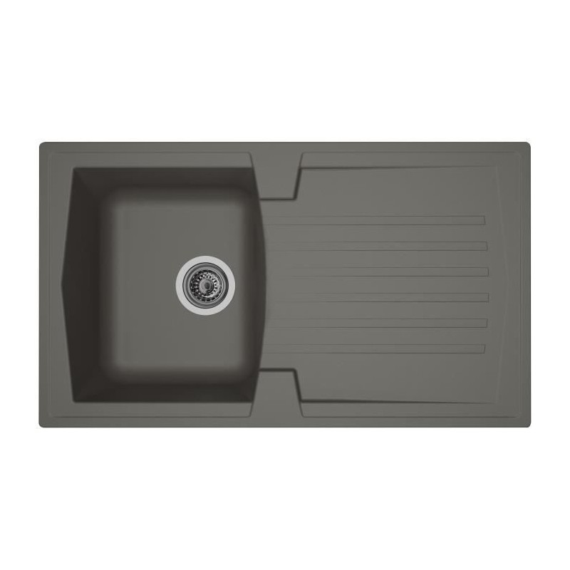 STRADOUR Evier cuisine a encastrer 1 bac + 1 égouttoir Arena - Résine - 86 x ...