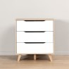 Commode 3 tiroirs - Décor chene et blanc mat - Pieds en massif - Scandinave L...