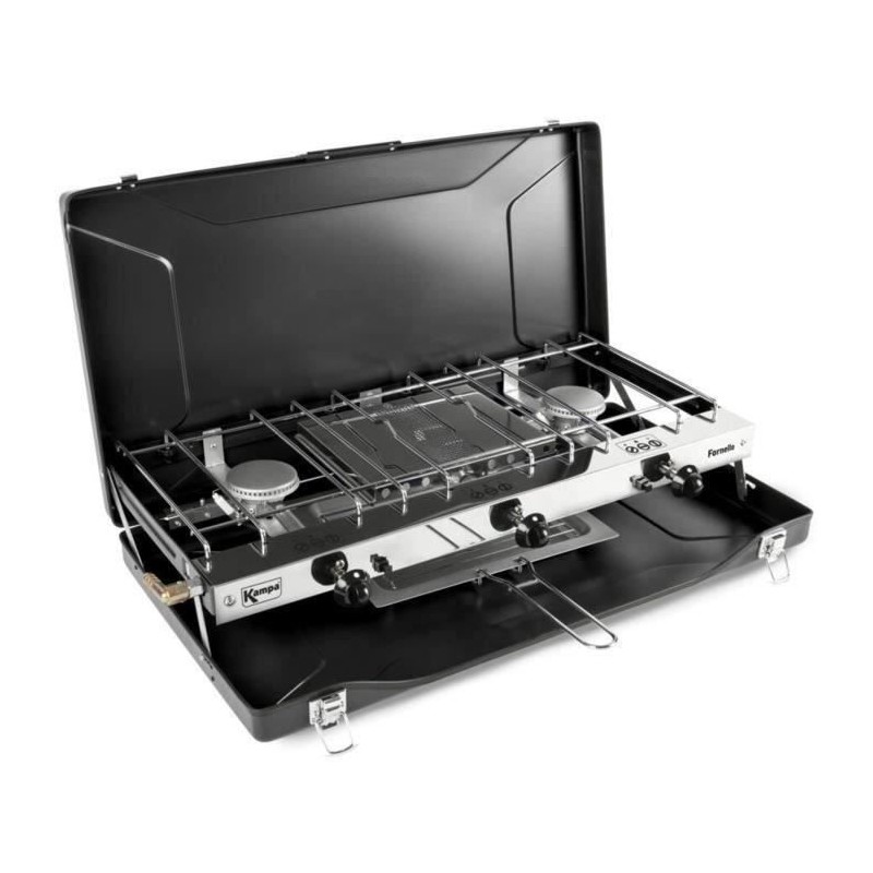 Réchaud a gaz - KAMPA - Fornello - 2 feux et 1 gril - Noir