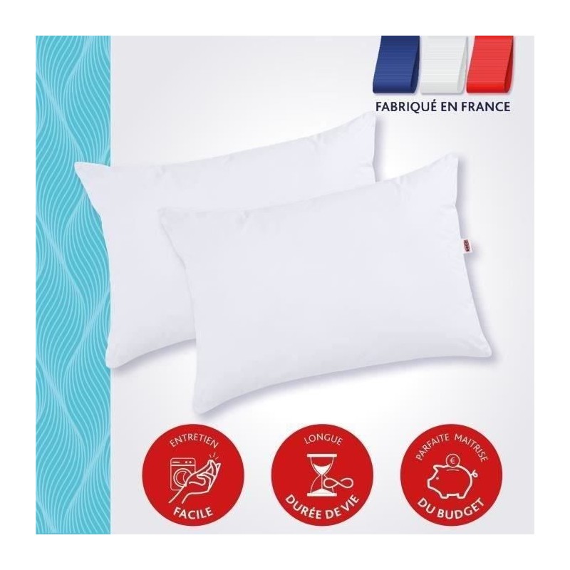 DODO Lot de 2 oreillers Tendance 50x70 cm- 100% Polyester