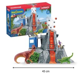 Expédition au grand Volcan, 1 figurine de chercheuse et 2 jouets