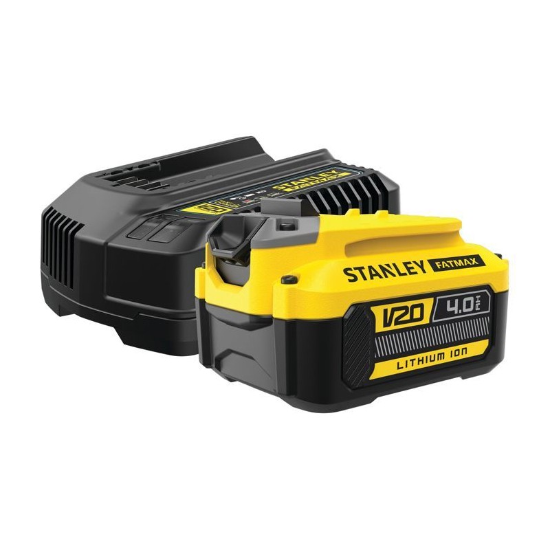 Pack batterie 18V 4 Ah + chargeur 2A - STANLEY FATMAX - Compatible avec la ga...