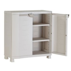Armoire basse de rangement en résine PLASTIKEN - 2 grandes étageres - l 90 x ...