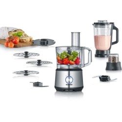 SEVERIN KM3892 Robot Multifonctions - 1200 W - Inox et noir - Blender 1,5 L -...