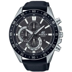 CASIO - Montre en cuir véritable - EDIFICE - Noir