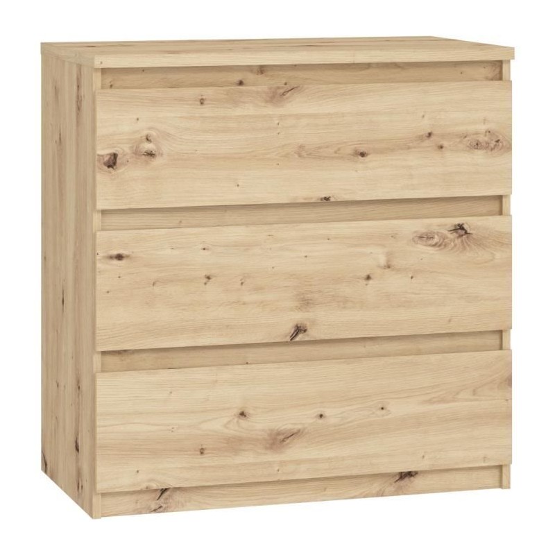 Commode CHELSEA 3 tiroirs - L 77,2 x P 42 x H 79,9 cm - Décor chene artisan