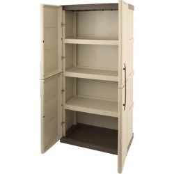 Armoire de rangement haute en résine TOOD - 3 tablettes - Taupe/écru - Charge...