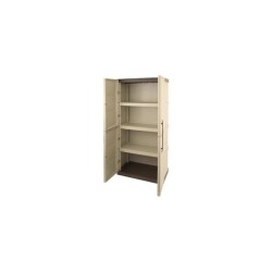 Armoire de rangement haute en résine TOOD - 3 tablettes - Taupe/écru - Charge...