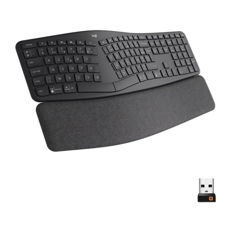 Clavier - Sans fil - Logitech - ERGO K860 - AZERTY - Ergonomique avec repose-...