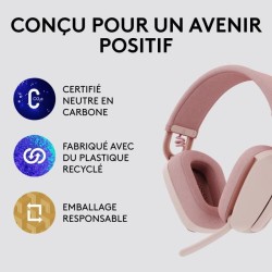 Casque - Sans fil - Logitech - Zone Vibe 100 - Bluetooth - Anti-parasite - Rose