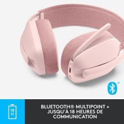 Casque - Sans fil - Logitech - Zone Vibe 100 - Bluetooth - Anti-parasite - Rose