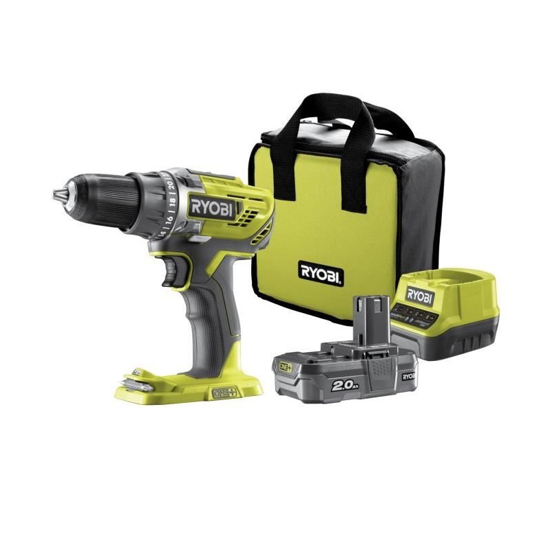 RYOBI - Perceuse-visseuse 18V ONE+ - 50 Nm - 500-1800 tr/min - mandrin 13 mm ...