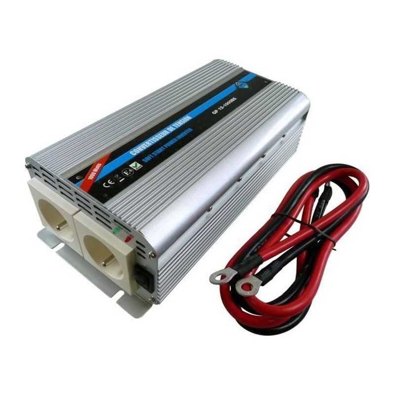 Convertisseur de tension - HTC TECHNIC - 12V/220 V - Puissance 1000 W - Avec ...