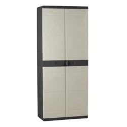Armoire haute avec étageres - PLASTIKEN - Titanium - 70 x 44 x 176 cm - Beige...
