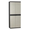 Armoire haute avec étageres - PLASTIKEN - Titanium - 70 x 44 x 176 cm - Beige...