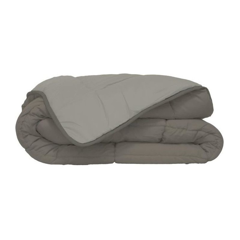 CALGARY - Couette Chaude Microfibre 400 gr/m² - Taupe & Lin - 140 x 200 cm