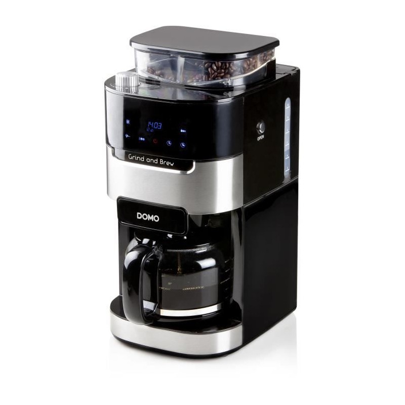 Cafetiere filtre avec moulin intégré - DOMO - DO721K - 900 W - 1,5 L - 12 tas...