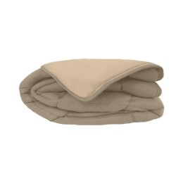 CALGARY - Couette Chaude Microfibre 400 gr/m² - Taupe & Lin - 140 x 200 cm