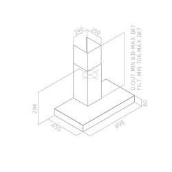Hotte décorative inox CONTINENTAL EDISON CEHD9058S - 90 cm
