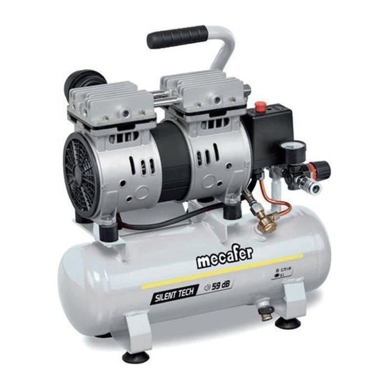 Compresseur silencieux - MECAFER - 425513 - 6L - 0,5HP - Gris
