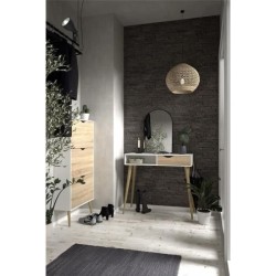 Meuble a chaussures - Blanc / Chene -  12 paires - Pietement évasé en bois ma...