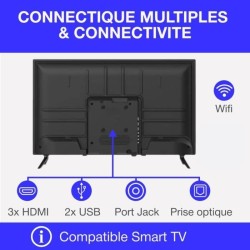 TV HD - CONTINENTAL EDISON - 32“ (81 cm) - Smart Vidaa - Wifi - 3xHDMI - 2xUS...