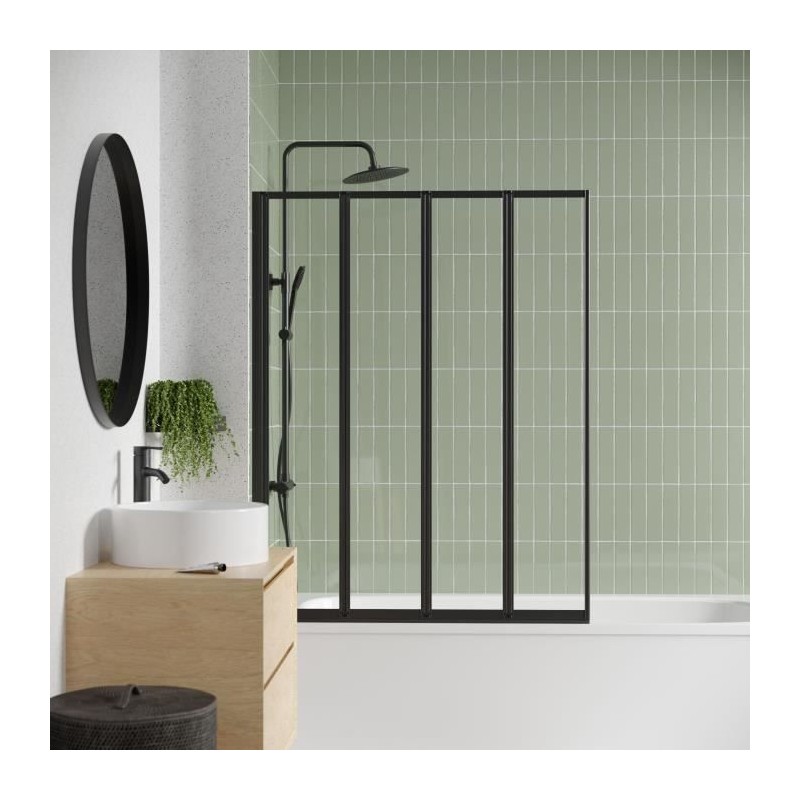 Pare Baignoire 4 volets - GELCO - LEXIA Noir - 110 x 140