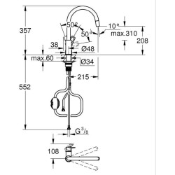 Mitigeur de cuisine GROHE StartLoop - Chromé - Bec haut en C - Mousseur extra...