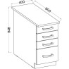 Meuble bas 4 tiroirs avec plan de travail - Gris mat - L 40 x P 51,6 x H 85 c...
