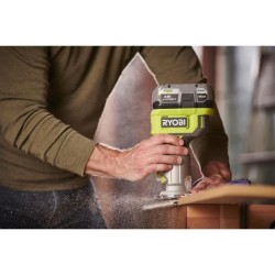 RYOBI - Affleureuse a bois 18V ONE+ - 30 000 tr/min - pince 6 mm - Avec 1 pin...