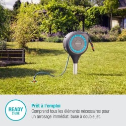 Dévidoir automatique sur pic RollUp S 15 m - GARDENA - Liseret bleu - Enroule...