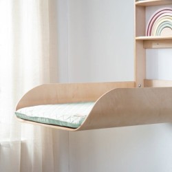 Table a Langer Murale et Rabattable - ROBA - Bois Naturel - Étageres Intégrée...