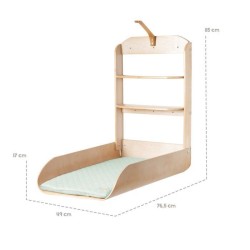 Table a Langer Murale et Rabattable - ROBA - Bois Naturel - Étageres Intégrée...