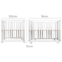 Parc Bébé 100x75 cm + Tapis Adam et Eule Imprimé Chouette + 4 Roues - ROBA - ...