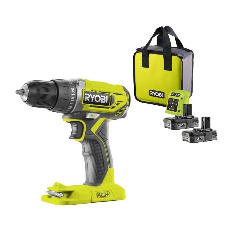 RYOBI - Perceuse-visseuse compacte 18V ONE+ - 2 batteries lithium+ 2,0 Ah - c...