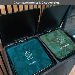 Poubelle de cuisine a pédale tri sélectif - MAJOR - KITCHEN MOVE - 60L (2x30L...