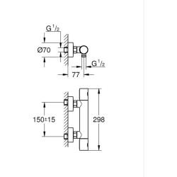 GROHE Mitigeur thermostatique douche Precision Get, montage mural, indicateur...